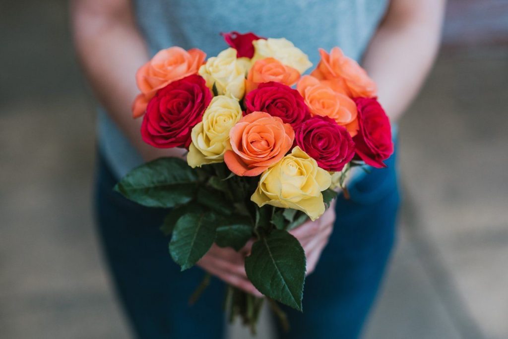 Woman holding roses